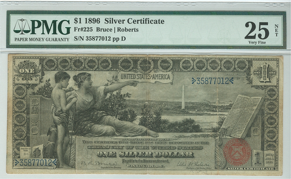 Fr.225, 1896 $1 "Educational" Silver Certificate, VF, 35877012